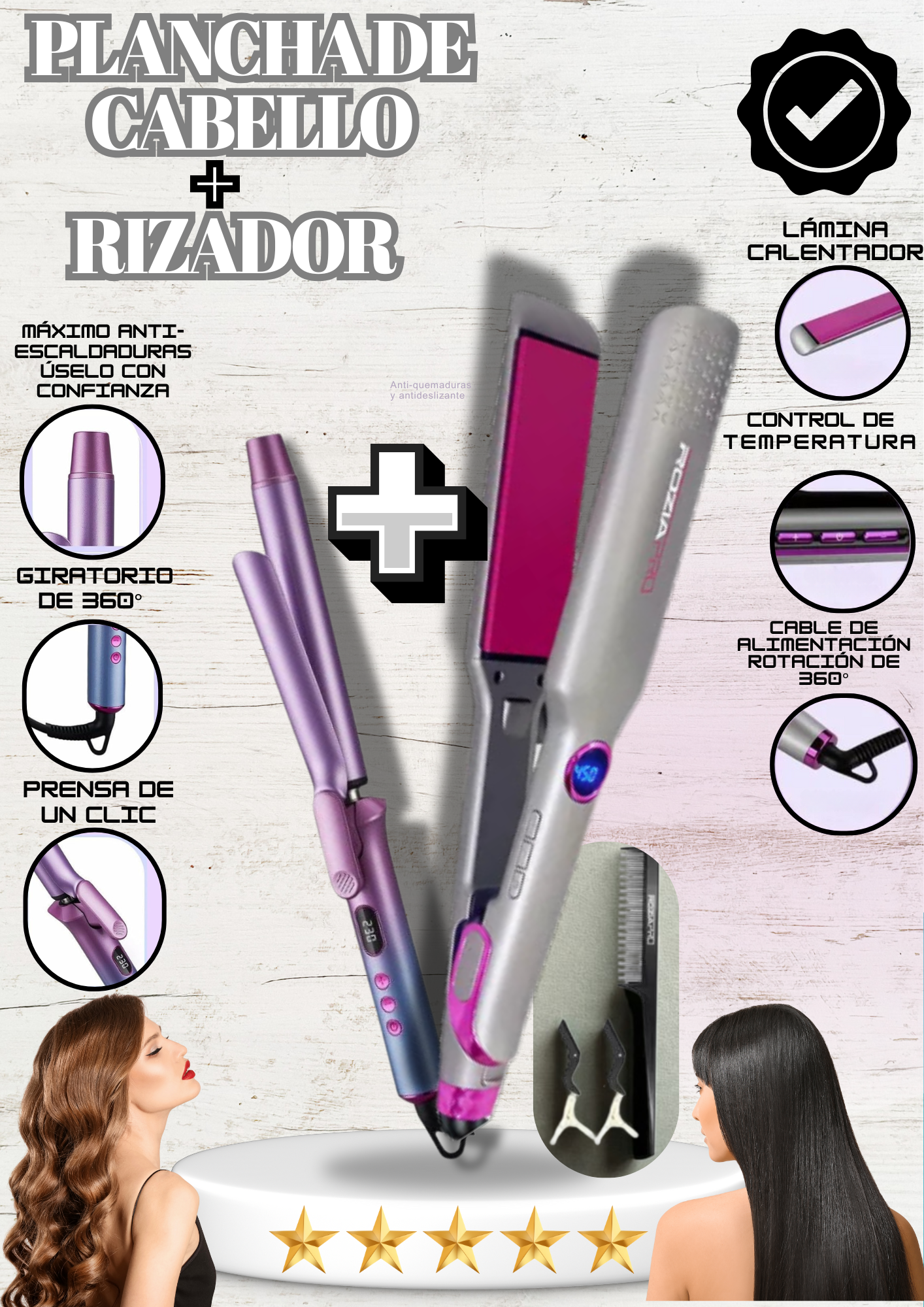 PLANCHA DE CABELLO + RIZADORA