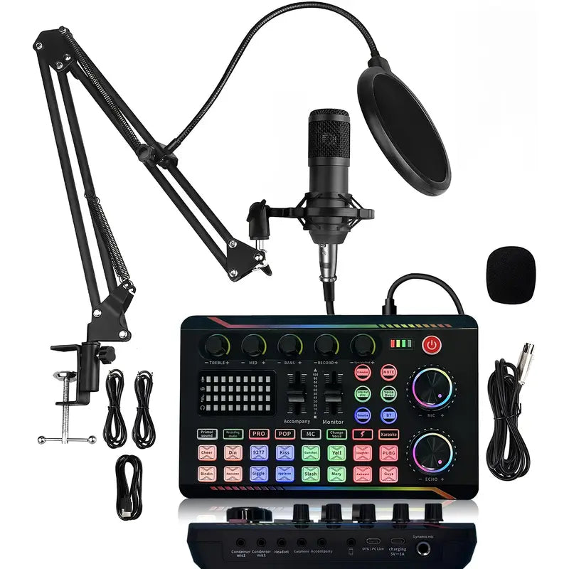 KIT DE CONSOLA PARA PODCAST f998 PROFESIONAL CON 16 EFECTOS DE SONIDO