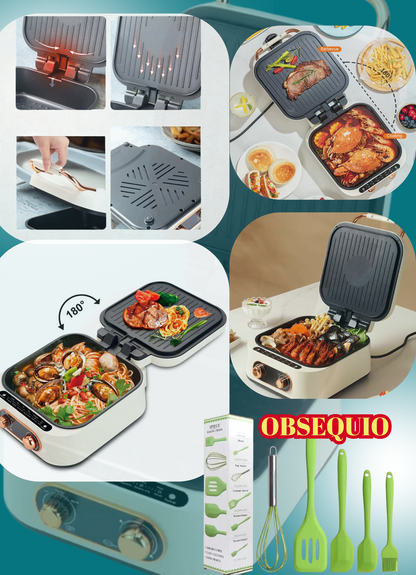 PARRILLA ELECTRICA 3EN1 + KIT DE UTENSILIOS